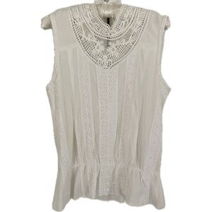 Esley Cream Cotton Lace Top, Size M